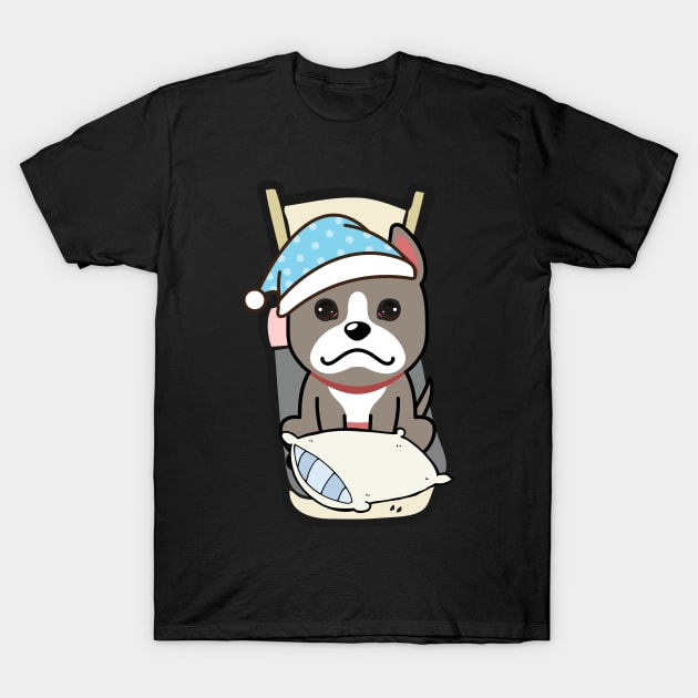 Cute grey dog is going to bed T-Shirt by Pet Station